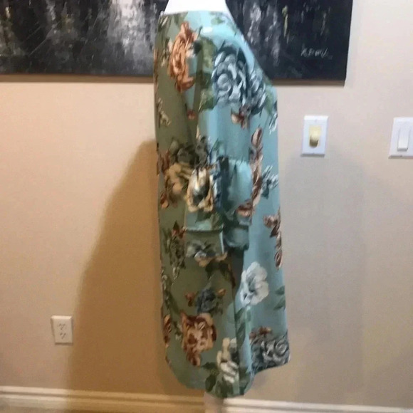 Belongsci Floral V-Neck Bell Sleeve A-Line Mini Dress Size Small - Picture 8 of 11